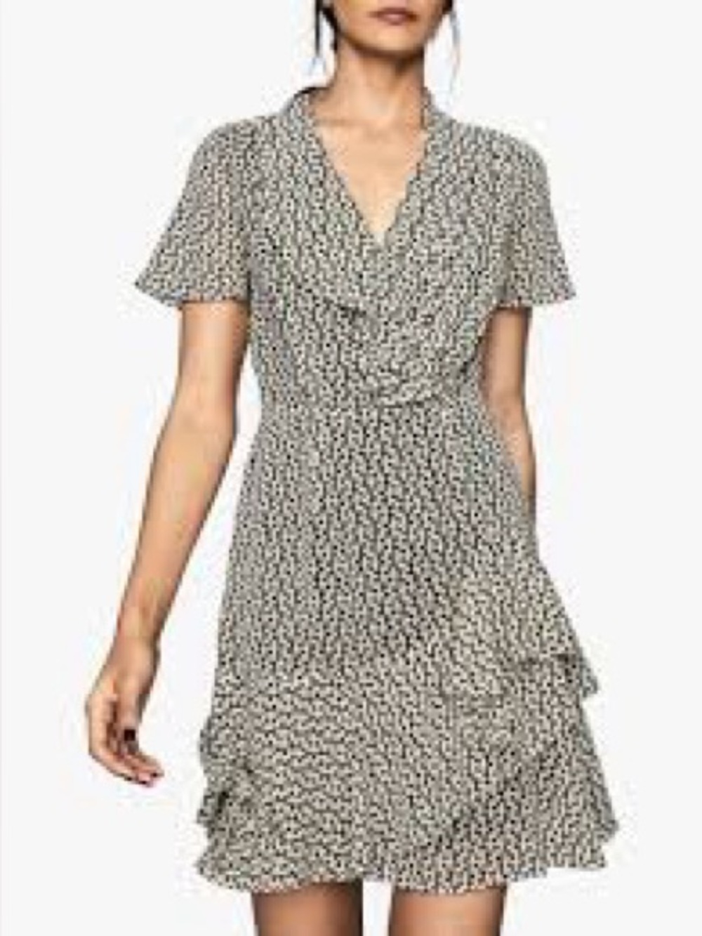 Reiss Paris desert‎ trail printed mini ruffle dress NWT